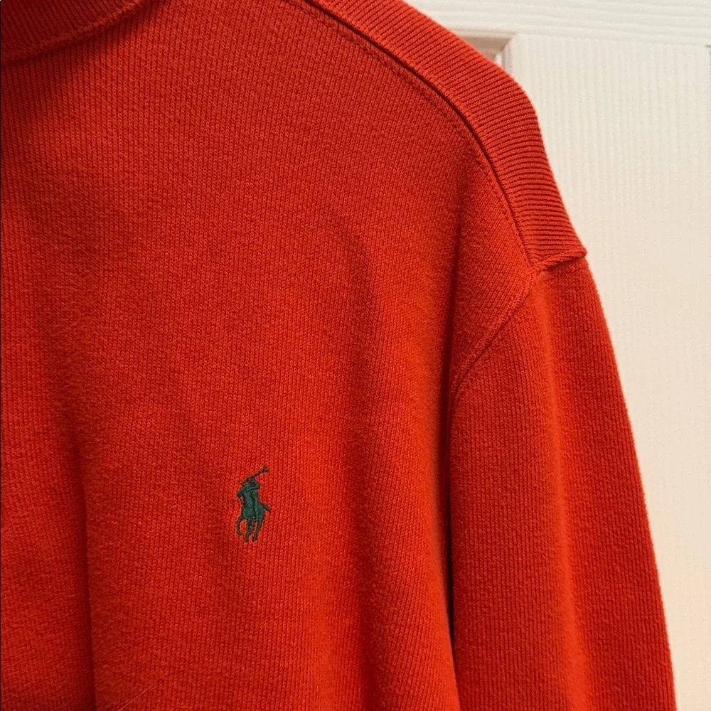 Ralph Lauren men’s dark orange quarter zip sweater size medium 100% cotton